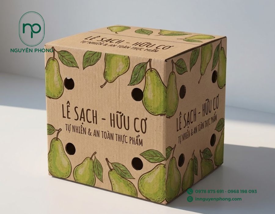 in thùng carton đựng lê